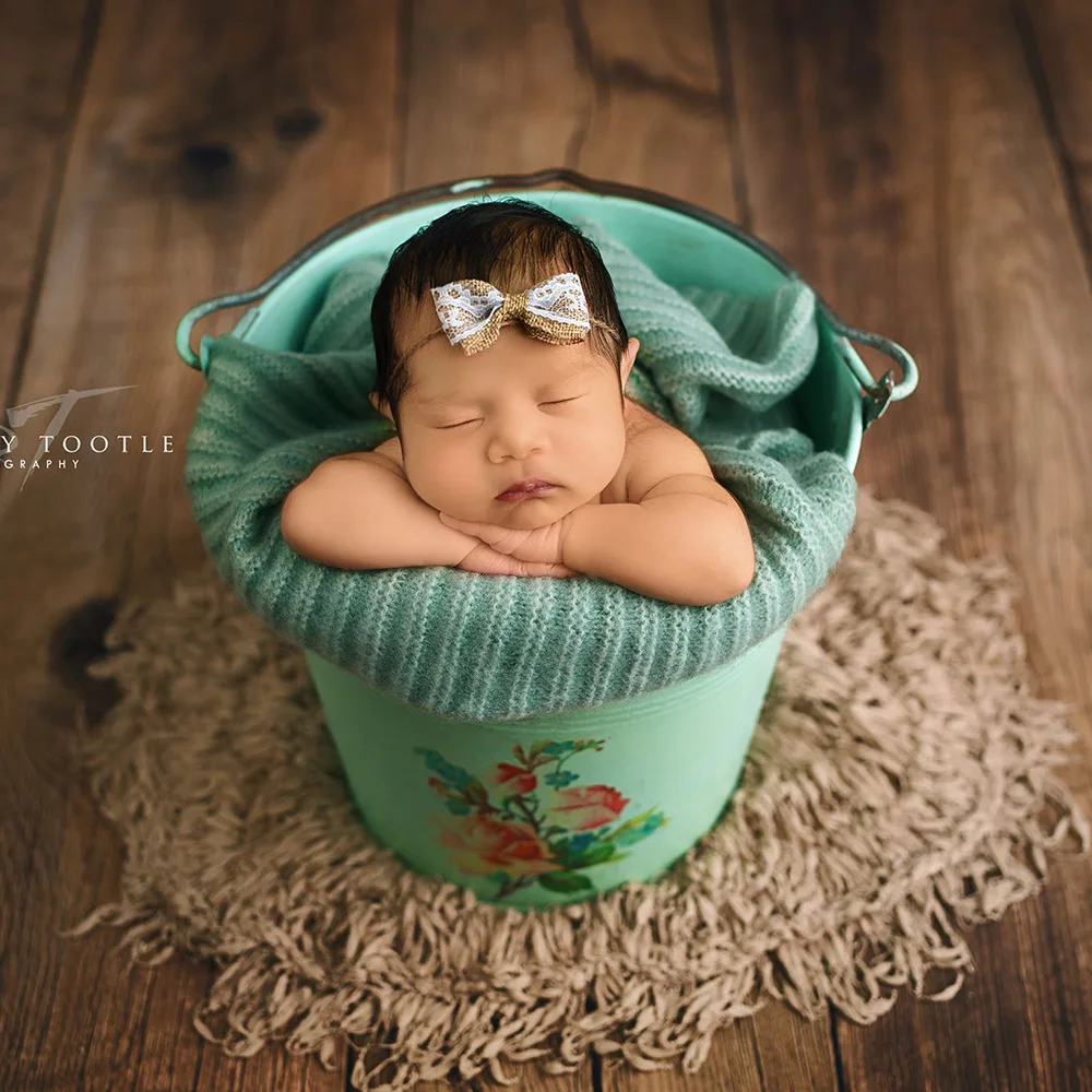 Best Hand Crochet Round Blanket with Fringe Newborn Photography Props Baby Photo Prop Soft Background Backdrops Basket Filler
