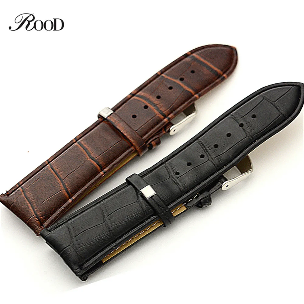 Men Watch Strap 20mm 22mm 24mm Leather Wristwatch Band 3 Sizes Black and Brown Men Fashion