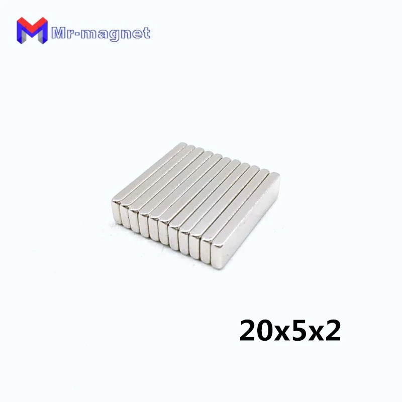 

50Pcs 20x5x2mm Super Powerful Small Neodymium Magnet Block Permanent N35 NdFeB Strong Cuboid Magnetic Magnets 20mm*5mm*2mm
