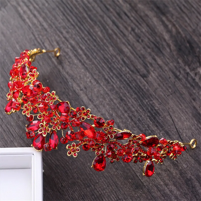 Резинки для волос CC Tiaras и Crowns красные с фианитами помолвки свадьбы аксессуары