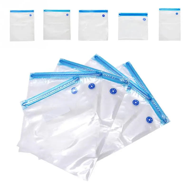

New 5pcs Pumping Type PE Vacuum Food Sealer Bags Saver Seal Kitchen Storage Packing Reusable Pouch Bag