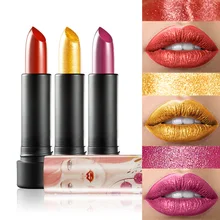 HUAMIANLI Новинка 3 шт. матовая помада сексуальная красота макияж с металлическим блеском мерцающий помада нюдовая водонепроницаемый блеск для губ, косметика для губ