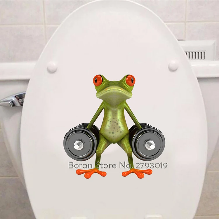 3D забавная лягушка туалет наклейка Модная Современная Настенная Наклейка Современная зеленая лягушка Наклейка на стену s Девушки Виниловая наклейка для туалета домашний декор