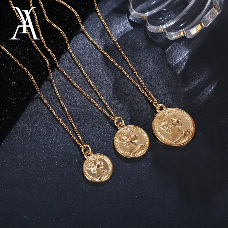 Vintage coin necklace gold Clearance