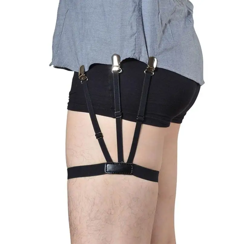 

snowshine YLW 1 Pair Mens Adjustable Shirt Stay Garters Belt with Non-slip Locking Clamps