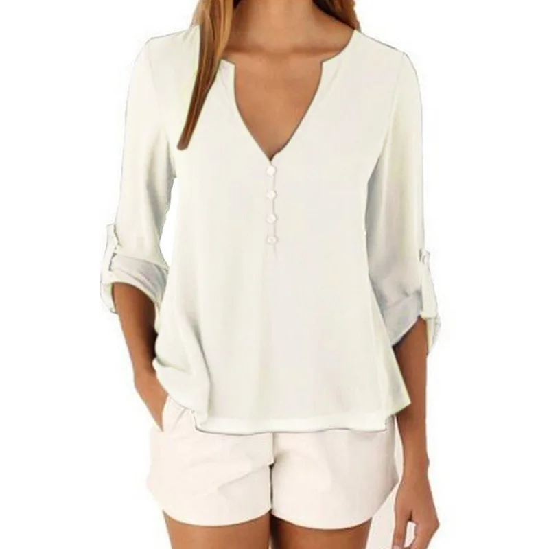 Fashion Thin 11 Color Female Chiffon Shirts Women Summer Casual Top Plus Size S-5XL Loose Long sleeve  And Light Chiffon Blouse