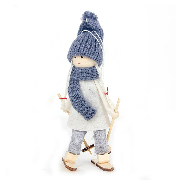 FengRise милый Ангел Кукла Девушка лыжный подвесная Елочная игрушка аксессуары для дома Деревянный Рождественская елка украшения