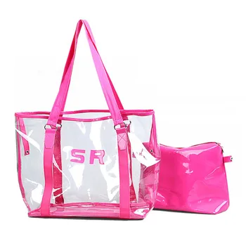 

3PCS / LOT Waterproof Transparent Jelly Crystal Women Shoulder Bags Ladies Clear PVC Handbags Large Capacity Tote Bag