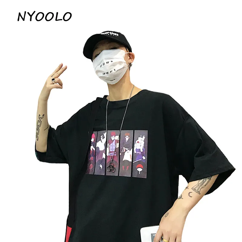 

NYOOLO Harajuku design summer tops Naruto Print tee shirt Casual streetwear Loose short sleeve o neck for Men and Women clothing