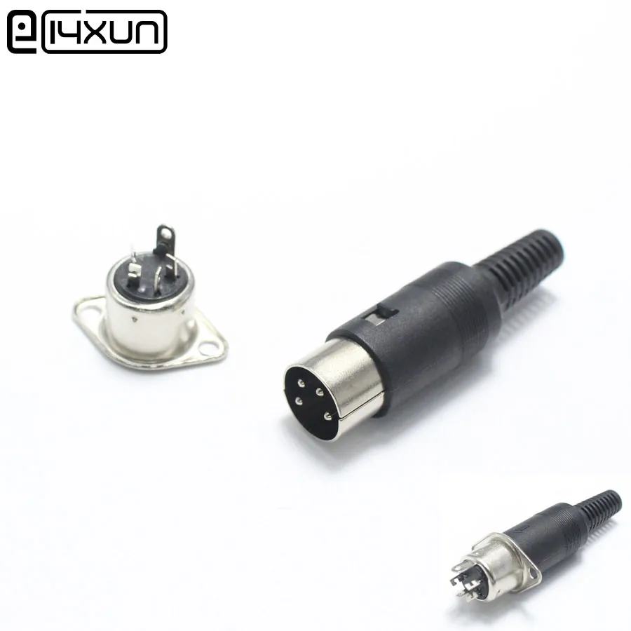 4 Pin Din Plug To Female Jack 2 Hole Panel Mount Connector Adapter