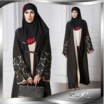 

Muslim Abaya Lace Maxi Dress Musulmane Turkey Middle East Islamic Clothing Cardigan Kimono Long Robe Gowns Loose Tunic Ramadan
