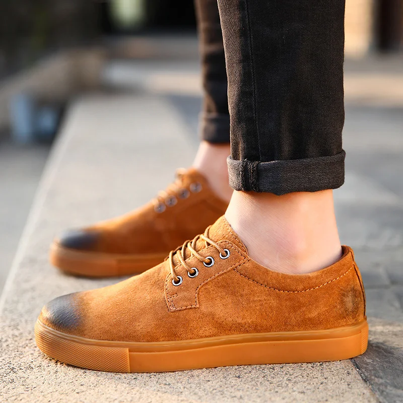 VKERGB Casual Suede Leather Driving Moccasins Slip on Formal Loafers Men Shoes Male Dress Lace-Up Wear Comfortable Safety Gray