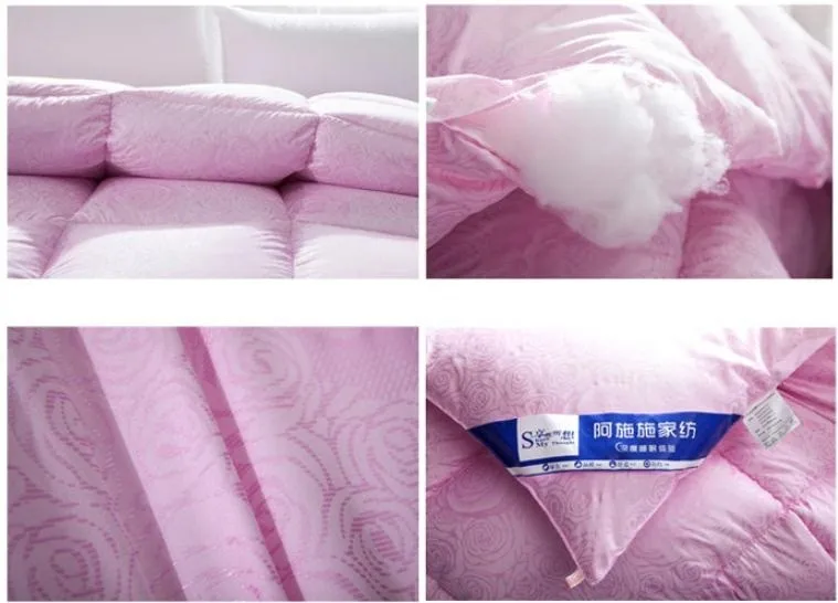 Осень-зима Стёганое одеяло толстое теплое удобное плюшевое 1,5 кг 150x200 см розовый бежевый