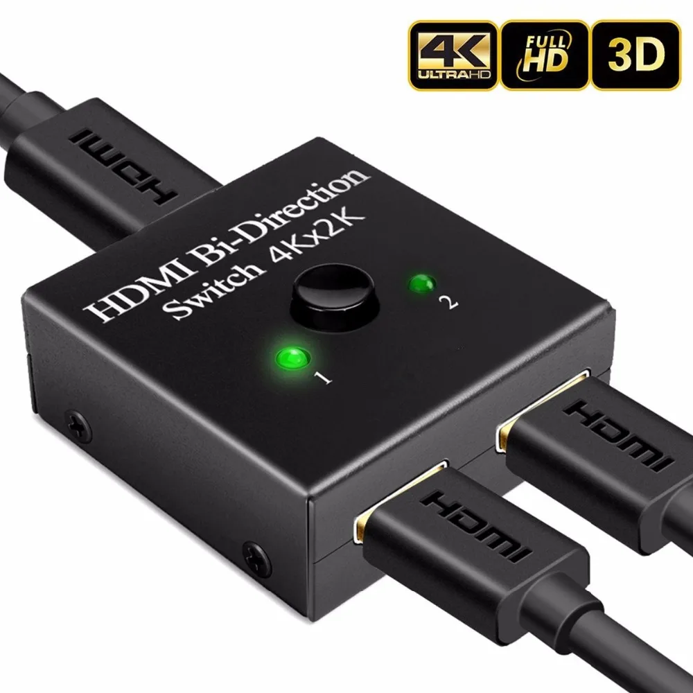 

HDMI Switch 4K HDMI Splitter Bi-Directional Manual Switch 1 In 2 Out or 2 Input 1 Output 3D HD1080 for HDTV / Blu-Ray player ect