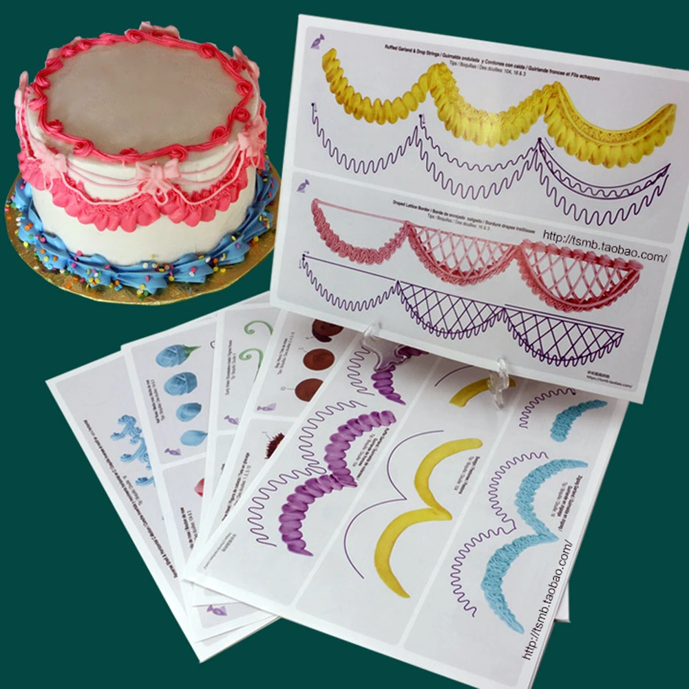

23pcs/set Cake Icing Piping DIY Practice Drawing Board Template Paper Practice Cardboard Paste Fondant Cream Cake Decoration