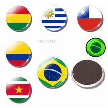 Fridge Magnets Glass 30MM Luminous Refrigerator Magnet Flag Colombia Guyana Suriname Brazil Bolivia Chile Uruguay Argentina arcangel chile