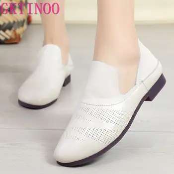 

2019 Spring Summer New Casual Hollow Women Shoes Genuine Leather Sandals Shoes Large Size Comfortable Breathable Flat Shoes