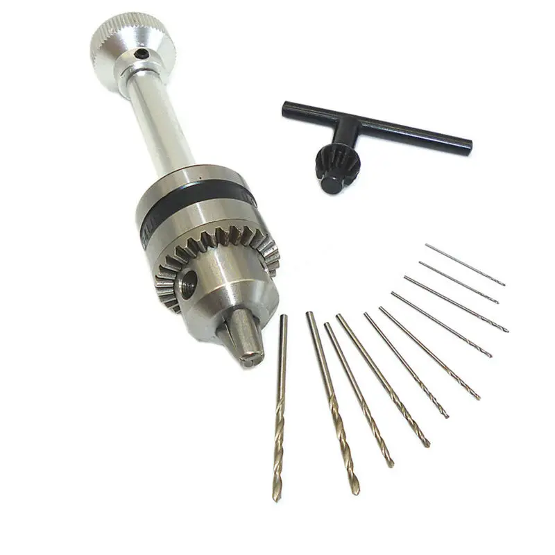 Professional Manual Hand Drill Swivel Head Pin Vise Tool With Key Chuck