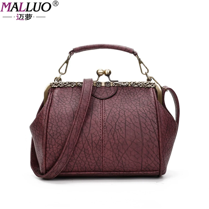 MALLUO Women Bags Vintage Leather Messenger Bag Handbags Women Famous Brands Clip Shoulder Bag New Arrive