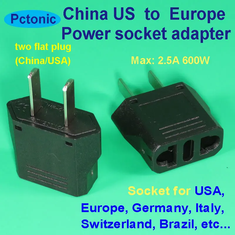 two flat plugs China to USA Europe Type J Germany Italy Brazil