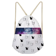 FORUDESIGNS, женская сумка на шнурке, Harajuku, Galaxy Cat, принты для девочек-подростков, спортивная сумка для детей, консервативный ранец, Mochila Escolar
