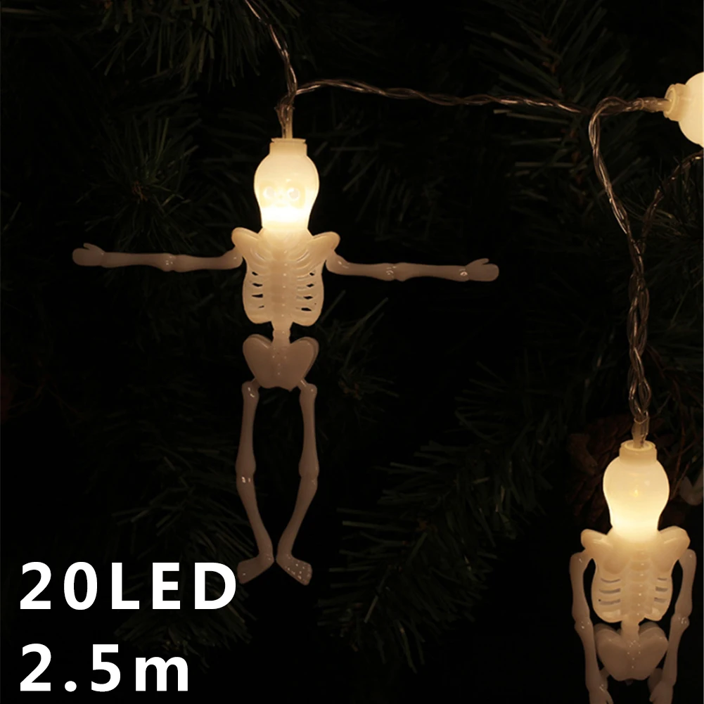 Светодиодная лампа в виде скелета на Хэллоуин в форме Струны для украшения комнаты (автономный аккумулятор)