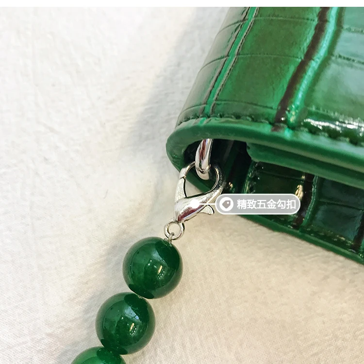Модная женская сумка, летняя Новинка, высокое качество, из искусственной кожи, женская дизайнерская сумка, украшенная бисером, через плечо, зеленые сумки 595