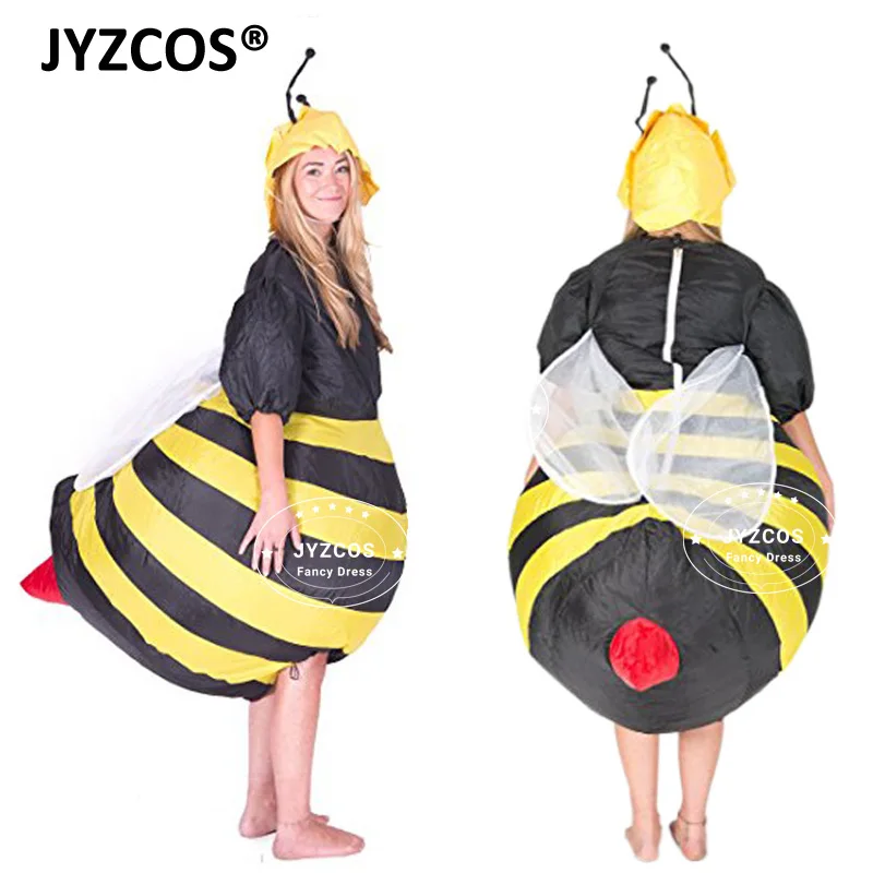 JYZCOS Adult Unisex  Inflatable Bee Costumes Halloween Costumes for Men Bumble Bee Cosplay Costume Party Fancy Dress 