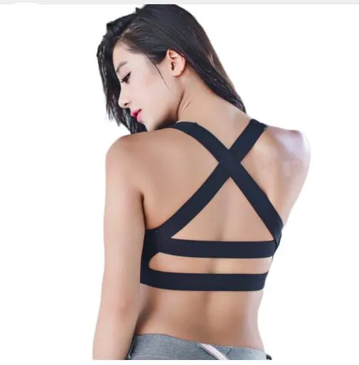 

New Women Cross Design Sports Bra Push Up Shockproof Vest Tops with Padding for Running Gym Fitness Jogging Yoga Shirt