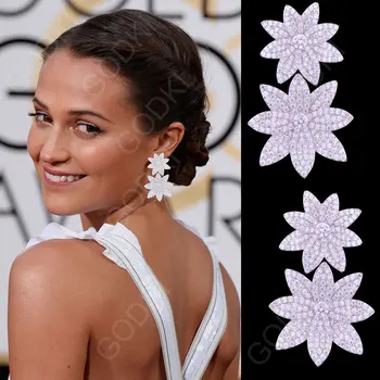 

GODKI 55mm Luxury Princess Flower Boom Full Mirco Cubic Zirconia Wedding Women Earring Fashion Jewelry