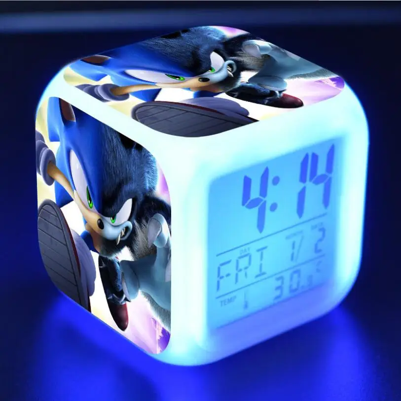 Sonic The Hedgehog фигурки героев светодио дный 7 цветов изменить Сенсорный световой сигнализации Настольные часы мальчиков игрушки#3778 - Цвет: Красный