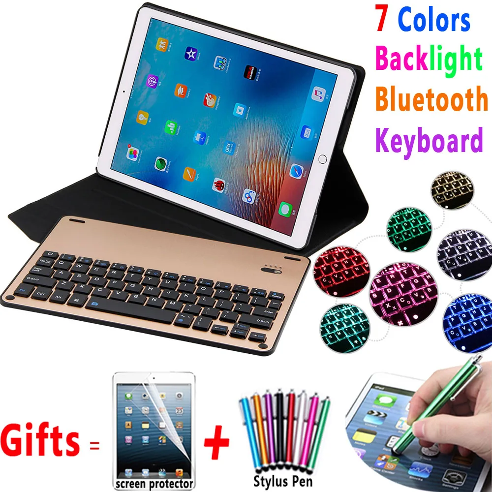 

7 Colors Backlit Aluminum Alloy Wireless Removeable Bluetooth Keyboard Case Cover for Apple iPad Pro 10.5 inch A1701 A1709 Coque