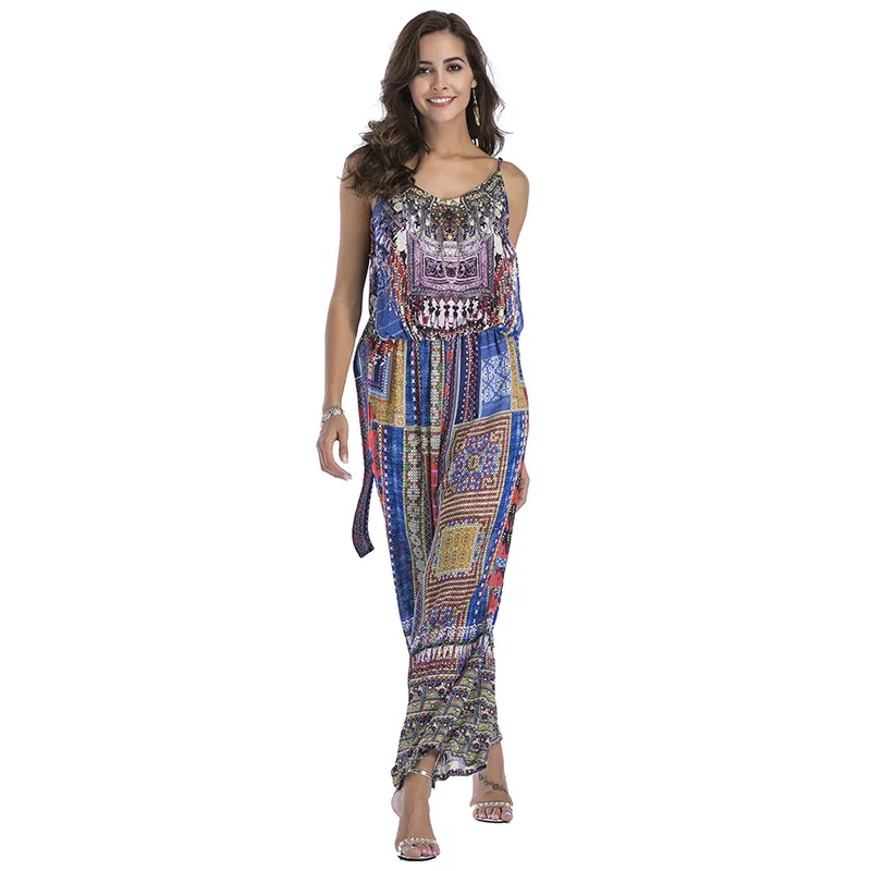 Ethnic Pringting Jumpsuit Sexy Sling Women Summer Jumpsuits 2018 New