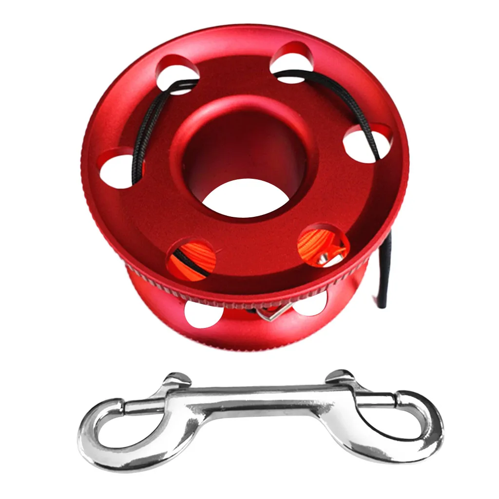 Durable Scuba Diving Aluminum Alloy Finger Reel Spool 20m Line Bolt Snap Clip for Fishing Boating Accessories