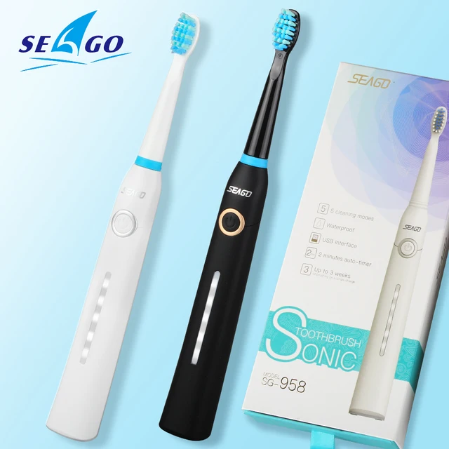 Seago Electric Toothbrush with 3 Brush Heads Sonic Adults ...