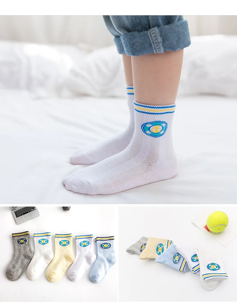 10pcs 5 pairs Baby socks summer thin section spring and summer boat socks thin long tube mesh 2-10 years old socks