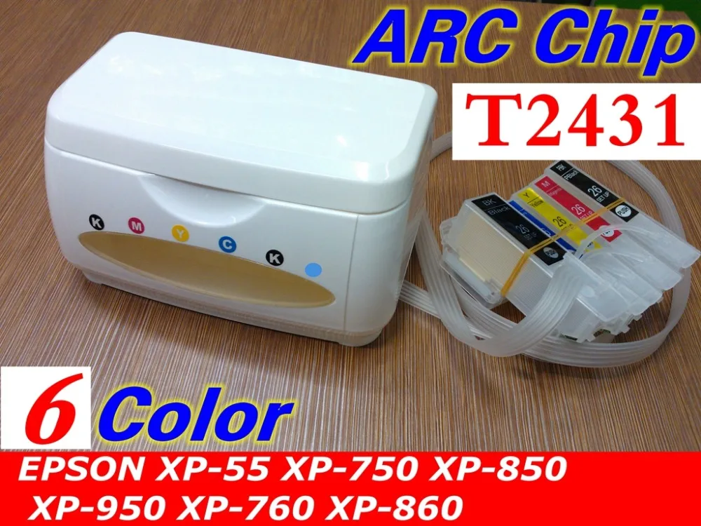 

XP-55 XP-760 XP-860 XP-750Continuous Ink Supply System  FOR 6 COLOR  XP-850 XP-950 CHIP T2431- T2436 printer CISS INK