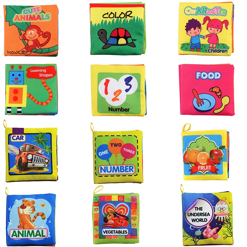 

Baby Learning cloth book Soft Cloth Baby Books Rustle Sound Infant Educational Stroller Rattle Toys toddlers toys for learning