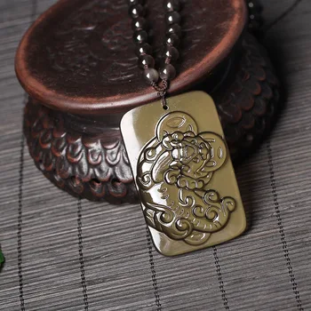 

Light litzi natural ice color Obsidian pendant Double Coin lucky nothing (large) male and female models