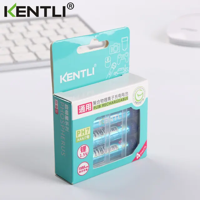KENTLI 1.5v 1180mWh aaa polymer lithium li-ion rechargeable batteries battery + 4 slots lithium li-ion charger 5