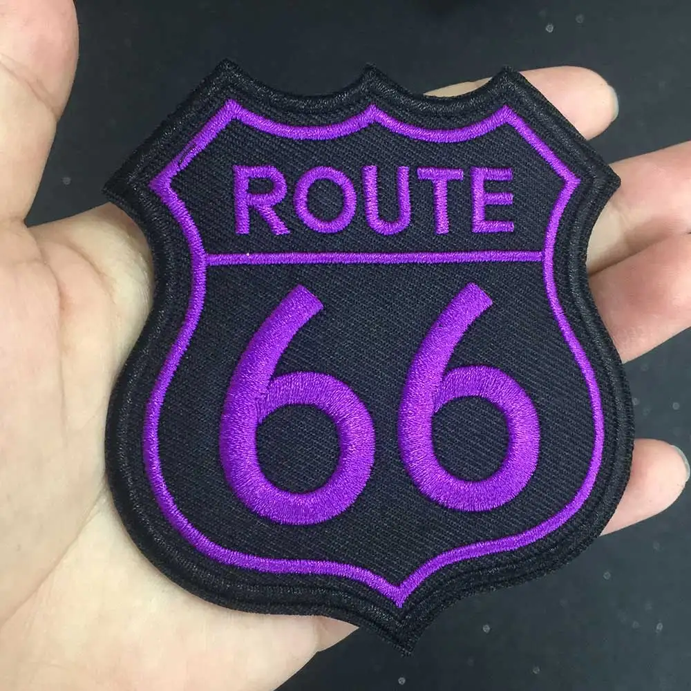 Route 66 утюг на патч вышитая аппликация Швейные Этикетка панк байкер патчи Одежда Наклейки Аксессуары для одежды знак