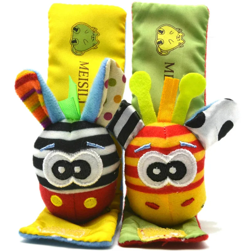 Baby Socks Rattle Toys New Garden Bug Wrist Rattle Foot Socks Multicolor 2pcs Waist+2pcs Socks=4pcs/lot Meias Free Shipping