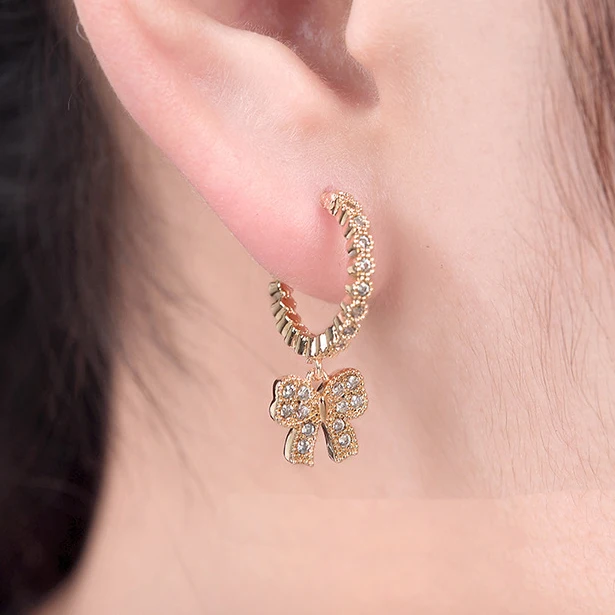 High end fashion jewelry fashion personality bow pin Gold Plated