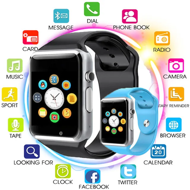 

New Arrival Colorful Smart Watch A1 Clock Sync Notifier Support SIM TF Card Connectivity Apple iphone Android Phone Smartwatch
