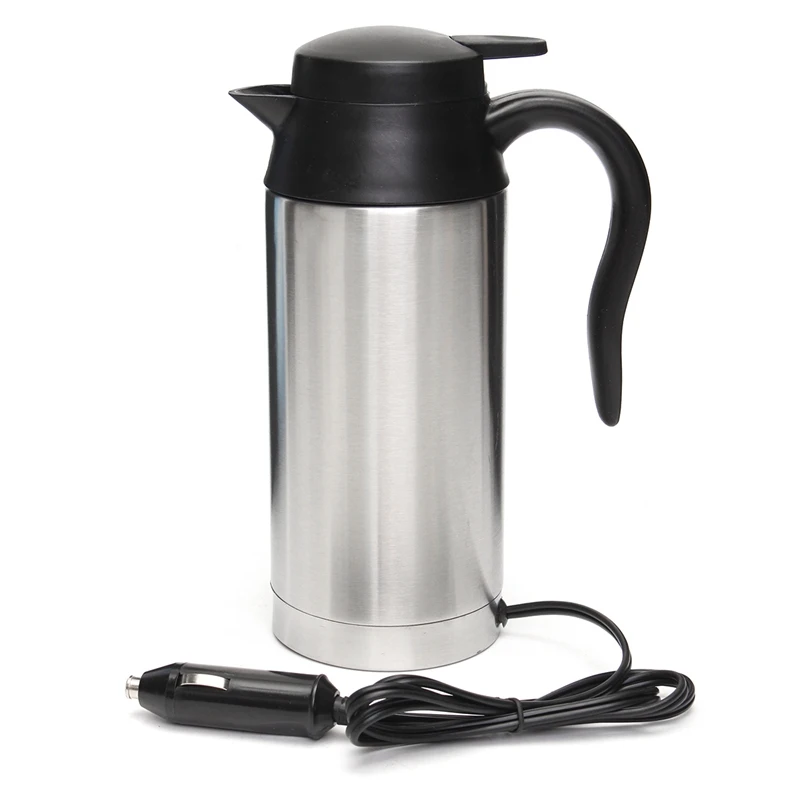 12V Electric Kettle 750ml Insulation Pot Stainless Steel In-Car Bottle Travel Trip Heated Mug Motor Hot Water For Car Truck