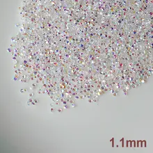 1.1mm Borrar AB Rhinestones Del Arte Del Clavo de Cristal Micro Nail Rhinestones Mini Decoraciones Del Arte Del Clavo de Manicura Accesorios