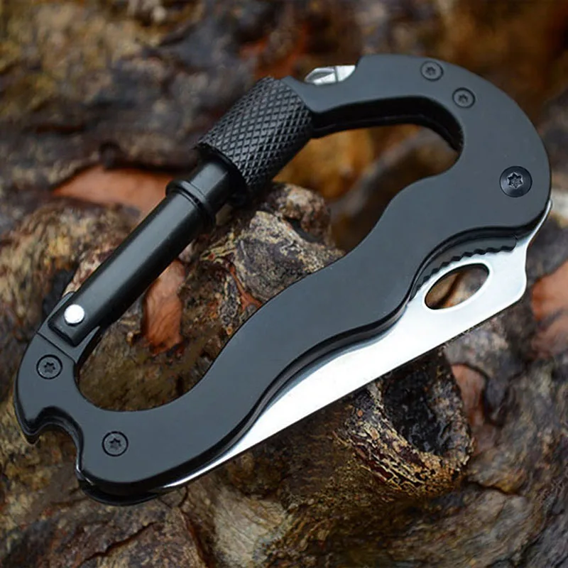 

5 in 1 Aluminum Climbing Carabiner Hook Knife Screwdriver Bottle Opener Gear Outdoor Sports Camping Self-defense Survival Kits