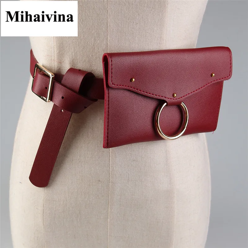 Mihaivina новая поясная сумка для женщин Модная Золотая круглая кольцевая поясная сумка для женщин денежный ремень высокое качество кожаные сумки