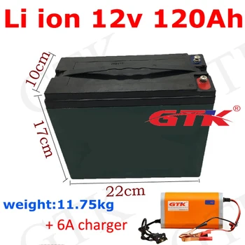 

waterproof 12v 120Ah Li-ion Large capacity 12V Lithium ion Battery with ABS BMS System solar EV Car Golf replace 100Ah + charger