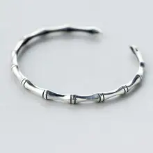 Винтажный браслет в стиле ретро, 1 шт., Стерлинговое Серебро 925 пробы, бамбуковый шарнир, регулируемый браслет дружбы GTLS267